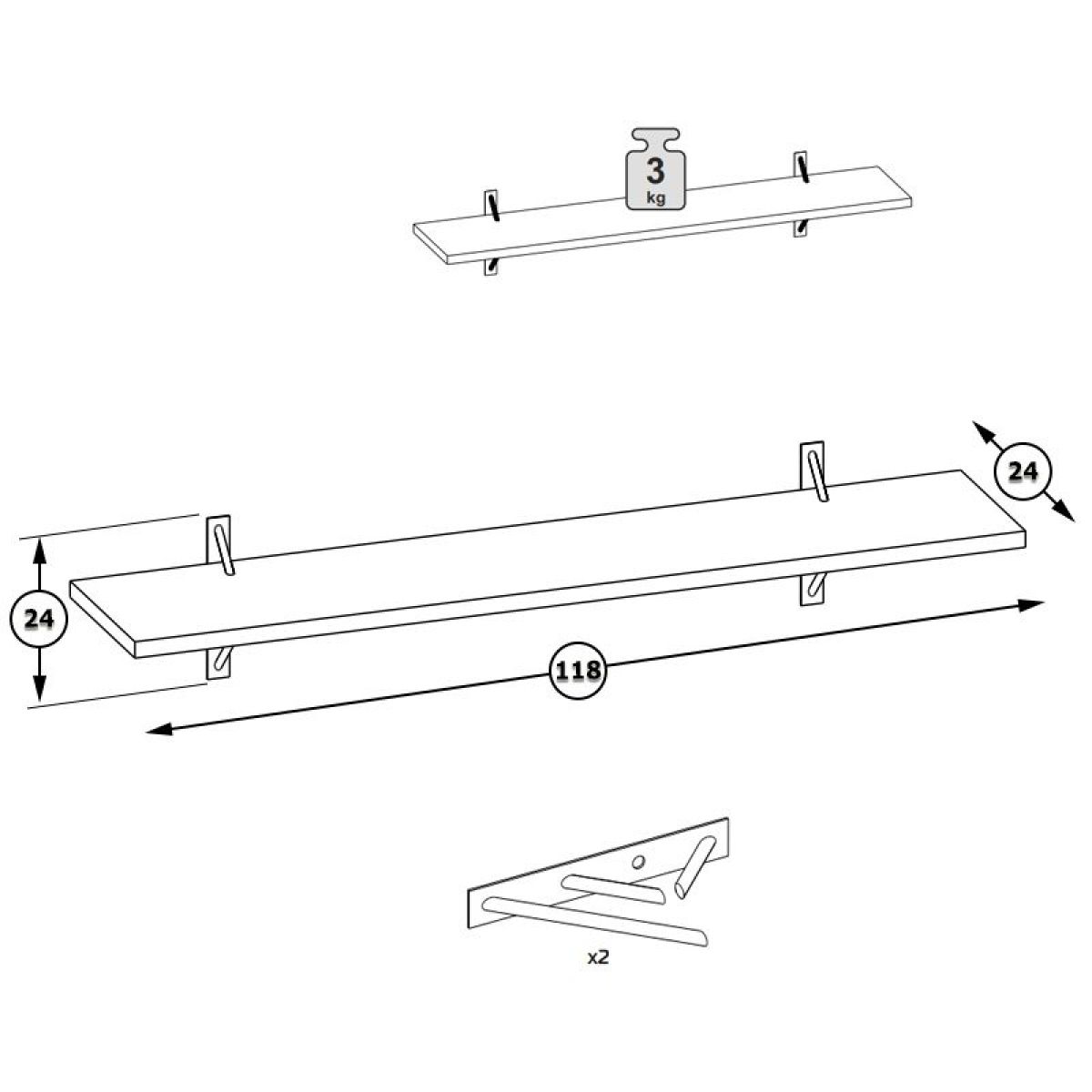АСНЯТО Марципан Полка 15.55, цвет дуб крафт белый, ШхГхВ 117,5х24,2х24,1 см. | фото 2