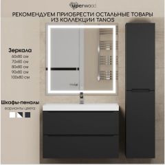 Тумба под раковину Uperwood Tanos 90 см, подвесная, черная матовая | фото 13